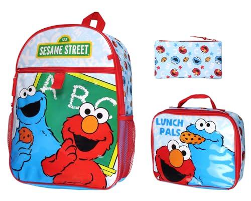 INTIMO Sesame Street ABC Cookie Monster Elmo 3 PC Backpack Lunch Box Pencil Pouch 0 belly baby and beyond