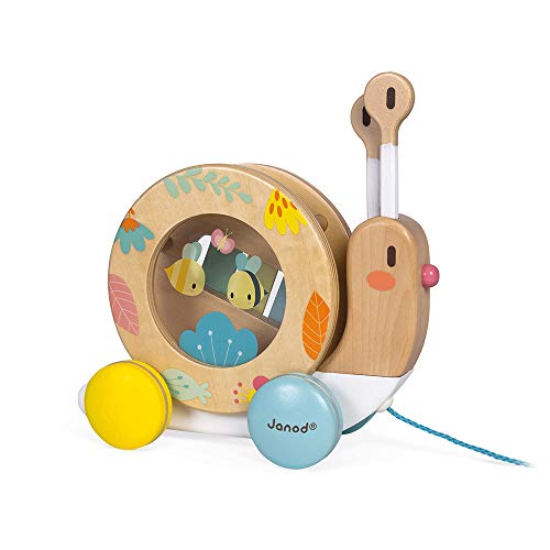 Janod Pure Pull Along Snail Wooden 2 in1 Musical Toy Ages 1 J05159 0 belly baby and beyond