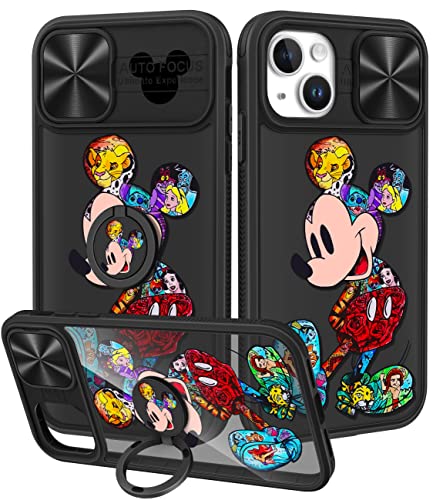 Joyleop 2in1 for iPhone 13 Case Cartoon Cute Micky for Girls Pretty Women Teen Kids Girly Phone Covers Black Pattern Design with Slide Camera CoverRing Holder for Apple 13 61 0 belly baby and beyond