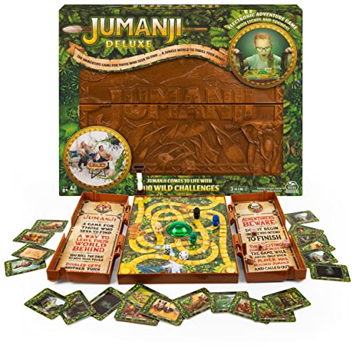 Jumanji Deluxe Game Immersive Electronic Version of The Classic Adventure Movie Board Game with Lights and Sounds Family Game Night Game for Kids Adults Ages 8 and up 0 belly baby and beyond