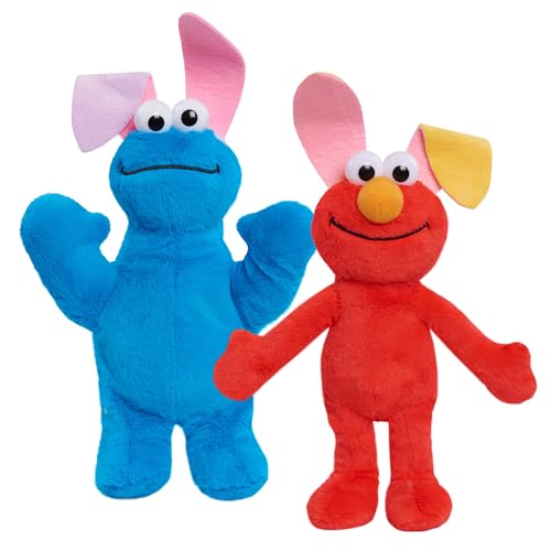 Just Play Sesame Street Easter Small Plush Bundle 9 inch tall Elmo and Cookie Monster Stuffed Animals Kids Toys for Ages 18 Month 0 belly baby and beyond