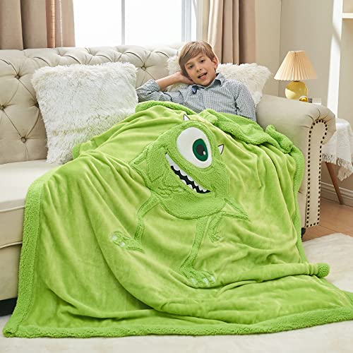 Kids Blanket 3D Cartoon Embroidered Sherpa Blanket Plush Warm for Boys Girls Mike Wazowski 40X50 0 belly baby and beyond