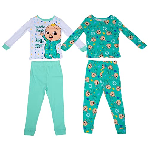 Komar Kids Boys Cocomelon Twinkle Twinkle Cotton 4 piece Toddler Pajamas 0 belly baby and beyond