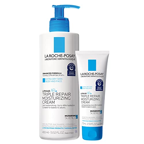 La Roche Posay Lipikar Daily Repair Moisturizing Lotion Full Size Travel Size Skin Care Set Body Lotion for Dry Skin Eczema Formulated with Niacinamide Shea Butter for All Day Hydration 0 belly baby and beyond