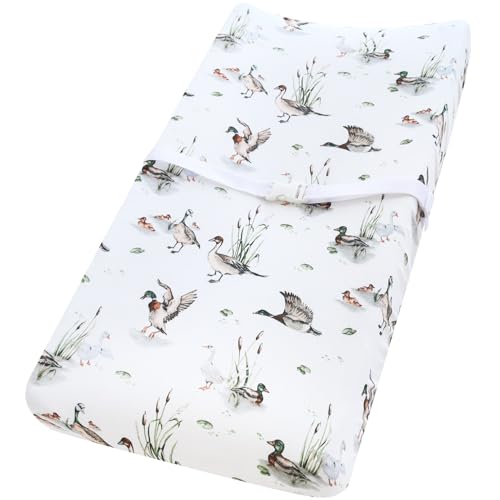 LifeTree Muslin Changing Pad Cover for Baby Girls Boys 70 Viscose from Bamboo and 30 Cotton Natural Comfort Diaper Change Table Pad Covers Soft Boho Changing Pad Sheets MallardDuck 16x32 0 belly baby and beyond