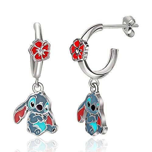 Lilo Stitch Hoop Earrings for Women Silver Flash Plated Enamel Earrings Stitch Jewelry Official License Disney Earrings 0 belly baby and beyond