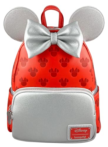 Loungefly Disney Minnie Mouse Red and Silver Womens Double Strap Shoulder Bag Purse 0 belly baby and beyond