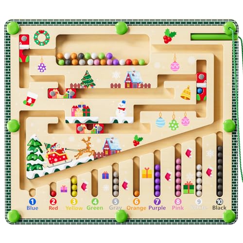 Magnetic Color and Number Maze Montessori Toys for 3 Year Old Wooden Puzzle Activity Board Learning Educational Toddler Toy for Kids 3 4 5 Year Old Toys Idea Christmas Boy Girl 0 belly baby and beyond