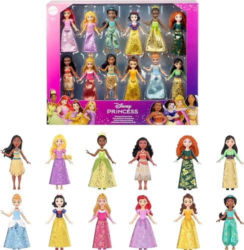 Mattel Disney Princess Toys Ultimate Princess Pack with 12 Small Dolls Posable with Sparkling Clothing Inspired by Disney Movies 0 belly baby and beyond