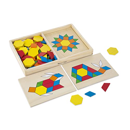 Melissa Doug Pattern Blocks and Boards Wooden Classic Toy With 120 Solid Wood Shapes and 5 Double Sided Panels Multi colored STEAM Animals Tangrams Puzzle For Kids Ages 3 0 belly baby and beyond