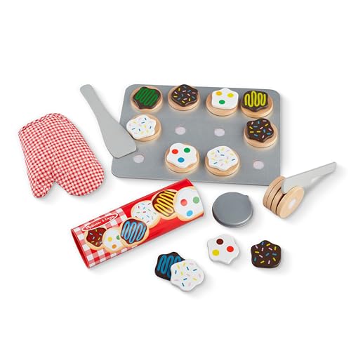 Melissa Doug Slice and Bake Wooden Cookie Play Food Set Pretend Cookies And Baking Sheet Wooden Play Food Set Toy Baking Set For Kids Ages 3 0 belly baby and beyond