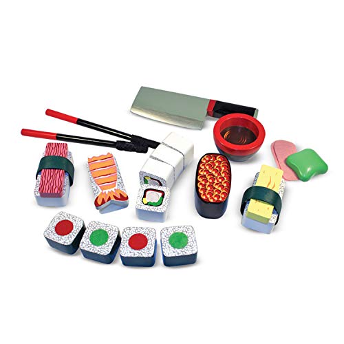 Melissa Doug Sushi Slicing Play Food Set Pretend Play Kitchen Toys Wooden Sushi Food For Play Pretend Sushi For Kids Ages 3 0 belly baby and beyond