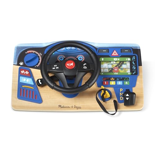 Melissa Doug Vroom Zoom Interactive Wooden Dashboard Steering Wheel Pretend Play Driving Toy FSC Certified 0 belly baby and beyond