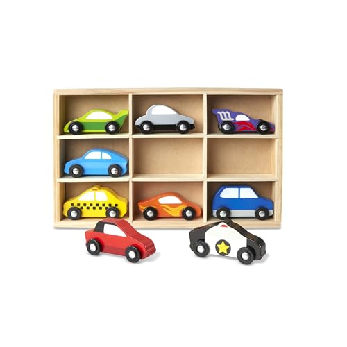 Melissa Doug Wooden Cars Vehicle Set in Wooden Tray Toys For Toddlers And Kids Ages 3 0 belly baby and beyond