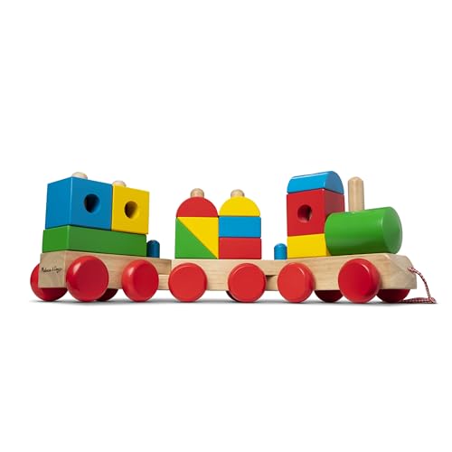 Melissa Doug Wooden Jumbo Stacking Train 4 Color Classic Wooden Toddler Toy 17 pcs 0 belly baby and beyond