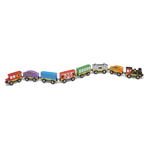 Melissa Doug Wooden Magnetic Train Cars 8 Piece Educational and Skill Building Wooden Toy for Boys and Girls 0 belly baby and beyond