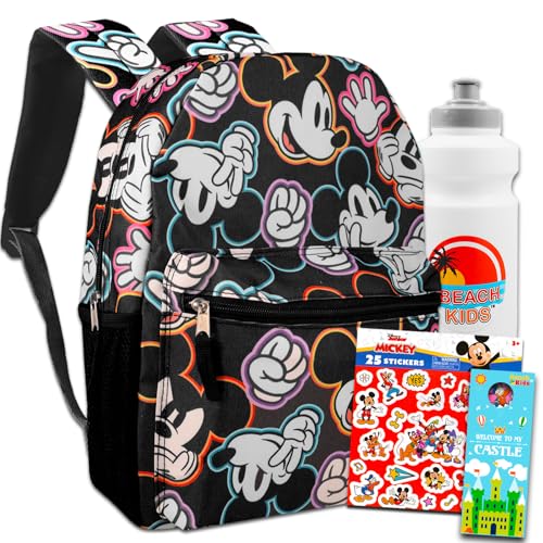 Mickey Mouse Backpack for Kids Bundle with 16 Mickey Backpack Water Bottle Stickers More Mickey Mouse Backpack for Boys and Girls 0 belly baby and beyond