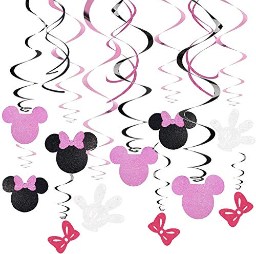 Minnie Swirl Hanging Decorations 30pcs Ceiling Streamers for Mini Mouse Birthday Party Cute Mouse Theme Decor Party Supplies Party Favors for Kids 0 belly baby and beyond