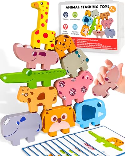 Montessori Toys for 1 2 3 4 Year Old Boys Girls Toddler Toys Age 2 4 1 2 3 4 Year Old Girl Boy Birthday Gifts 10 pack Wooden Animal Blocks Sorting Stacking Education Toddler Puzzles Toys 0 belly baby and beyond