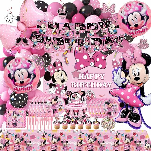 Mouse Birthday Party Supplies Mouse Party Decorations Pink Mouse Birthday Decorations Includes Happy Birthday Banner Balloons Stickers Backdrop Pink Tableware Hanging Swirls 0 belly baby and beyond