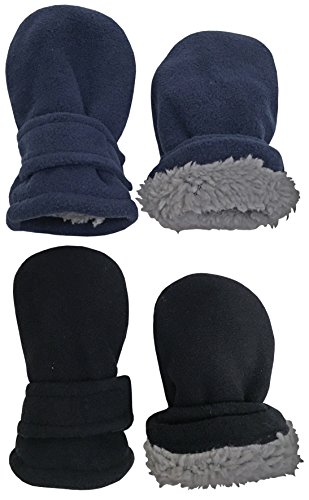 NIce Caps Baby Toddler Mittens Kids 2 Pairs Fleece Gloves Winter Warm Sherpa Lined 0 belly baby and beyond