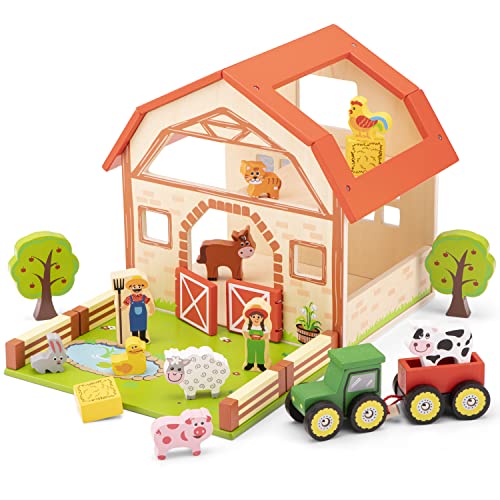 New Classic Toys Wooden Farm House Playset Educational Toys and Color Perception Toy for Preschool Age Toddlers Boys Girls Multi Color 10850 0 belly baby and beyond