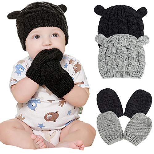 Newborn Winter Beanie Hat Gloves Set for Baby Girls Boys Infant Toddler Warm Knitted Hat Gloves Unisex Baby Beanies 0 belly baby and beyond