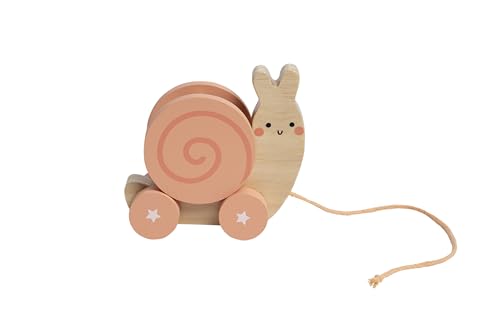 Pearhead Montessori Snail Pull Toy Pull Along Wooden Toy Early Development Push and Pull String Toy Motor Skill Toy for Toddlers Ages 1 Year 0 belly baby and beyond