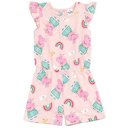 Peppa Pig Girls French Terry Sleeveless Romper Toddler to Little Kid 0 belly baby and beyond