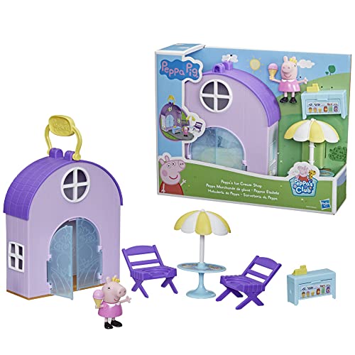 Peppa Pig Peppas Club Peppas Ice Cream Shop Preschool Playset Toy Includes 1 Figure 4 Accessories Carry Handle for Ages 3 and Up 0 belly baby and beyond