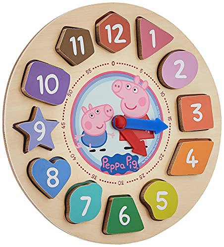 Peppa Pig Shape Sorter Clock Puzzle for 36 months to 48 months 14Pieces 12Piece numbers Clock Stand 0 belly baby and beyond