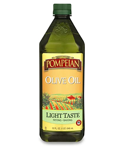 Pompeian Light Taste Olive Oil Subtle Flavor Perfect for Frying Baking Naturally Gluten Free Non Allergenic Non GMO 32 FL OZ 0 belly baby and beyond