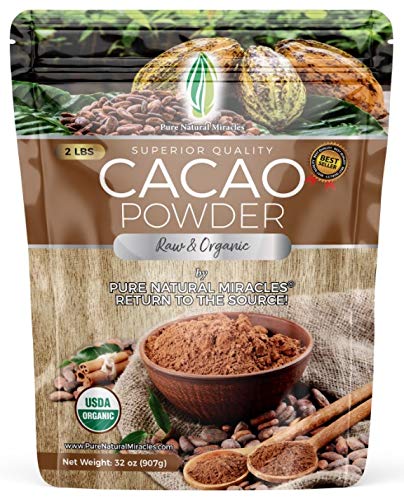 Pure Natural Miracles Cacao Powder Organic Raw Unsweetened Superfood Sugar Free Cocoa Powder 2 lb 0 belly baby and beyond