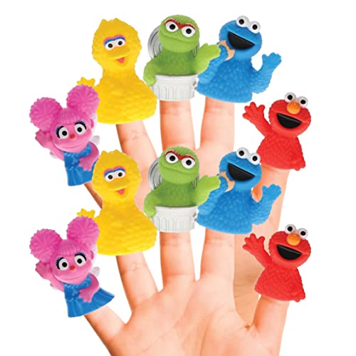 Sesame Street 10 Piece Finger Puppet Set Party Favors Educational Bath Toys Floating Pool Toys Beach Toys Finger Toys Playtime 0 belly baby and beyond