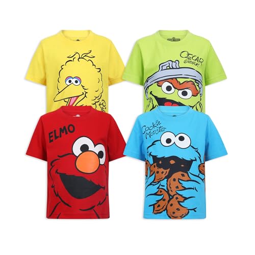 Sesame Street Boys 4 Pack T Shirts for Infant and Toddler Kids BlueRedYellowGreen 0 belly baby and beyond