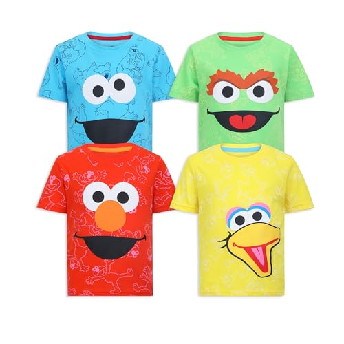 Sesame Street Elmo Boys 4 Pack Short Sleeve T Shirt for Toddler and Big Kids 0 belly baby and beyond