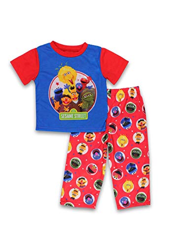 Sesame Street Elmo Toddler Boys 2 Piece Short Sleeves Pants Pajamas Set 0 belly baby and beyond