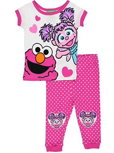 Sesame Street Elmo and Abby Cadabby Toddler Girls Cotton Pajamas Set 0 belly baby and beyond