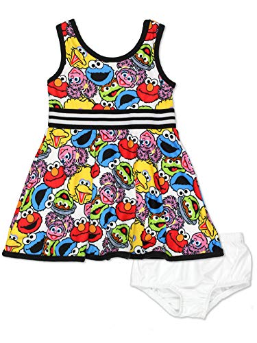 Sesame Street Girls Dress with Panties for Infant and Toddler WhiteMulticolor 0 belly baby and beyond