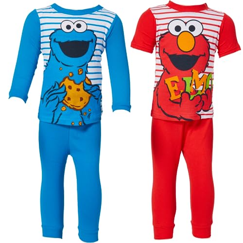 Sesame Street Pajamas Set 4 Piece Sleepwear for Toddlers and Little Kids Sizes 12M 18M Multi 0 belly baby and beyond