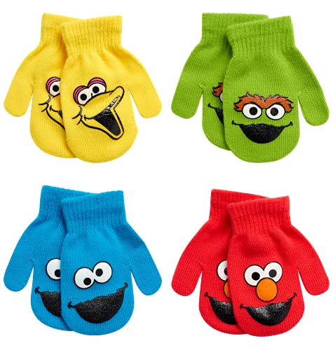 Sesame Street Toddler Boys Mittens Elmo Cookie Monster Big Bird Oscar the Grouch 2T 4T 0 belly baby and beyond