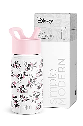 Simple Modern Disney Minnie Mouse Kids Water Bottle with Straw Lid Reusable Insulated Stainless Steel Cup for Girls School Summit Collection 14oz Minnie Mouse Retro 0 belly baby and beyond