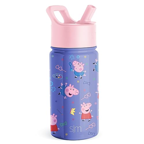 Simple Modern Peppa Pig Kids Water Bottle with Straw Lid Reusable Insulated Stainless Steel Cup for School Summit Collection 14oz Peppa Pig Bubbles 0 belly baby and beyond