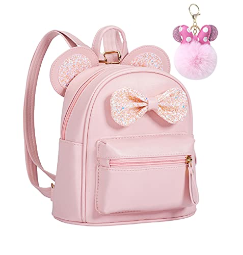 Sunwel Fashion Cutest Toddler Sequin Bow Mouse Ears Bag Mini Travel Shoulder Backpack for Teen Little Girls with Pom Pompink 0 belly baby and beyond