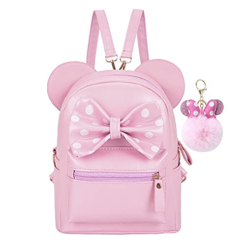 Sunwel Fashion Girls Mini Backpack Purse Mouse Ear Polka dot Sequin Bow Convertible Backpack to Crossbody Bag for Women pink polkadot bow W87 x H10 0 belly baby and beyond