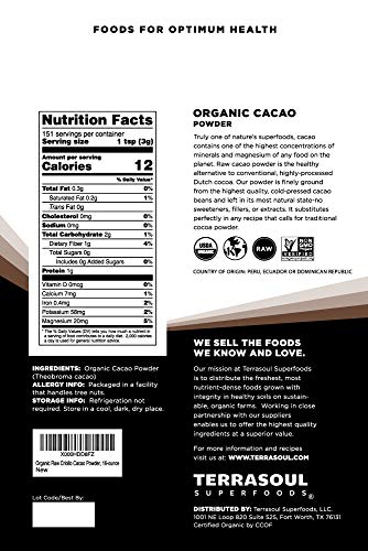 Terrasoul Superfoods Organic Cacao Powder 3 Lbs 3 Pack Raw Keto Vegan 0 0 belly baby and beyond