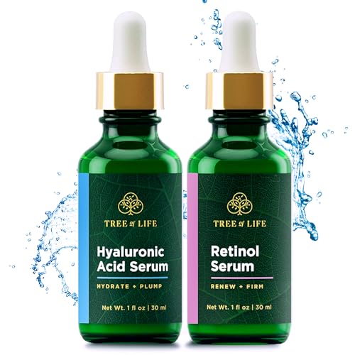 Tree of Life Facial Serum Set for Face Brightening Firming Hydrating Dry Skin Dermatologist Tested Retinol Serum and Hydrating Hyaluronic Acid Skin Care Set 2 count of 1 Fl Oz 0 belly baby and beyond