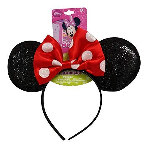 UPD Genuine Minnie Mouse Sparkled Ear Shaped Headband with Red Bow Disney Official Licensed 1 Piece 0 belly baby and beyond