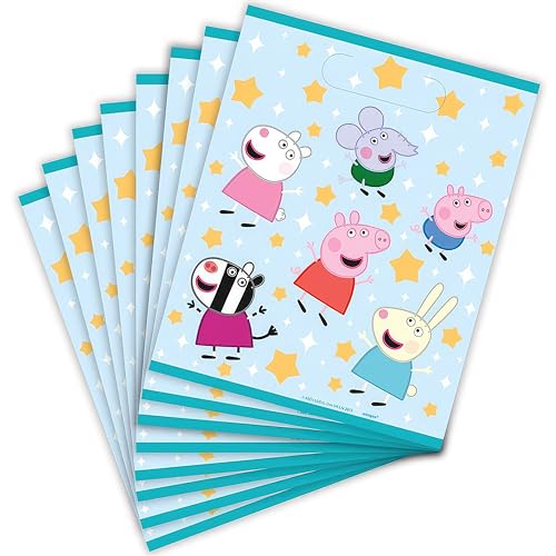 Unique Peppa Pig Plastic Loot Bags 8 Count Party Favor Bags Perfect for Kids Birthday Celebration 0 belly baby and beyond