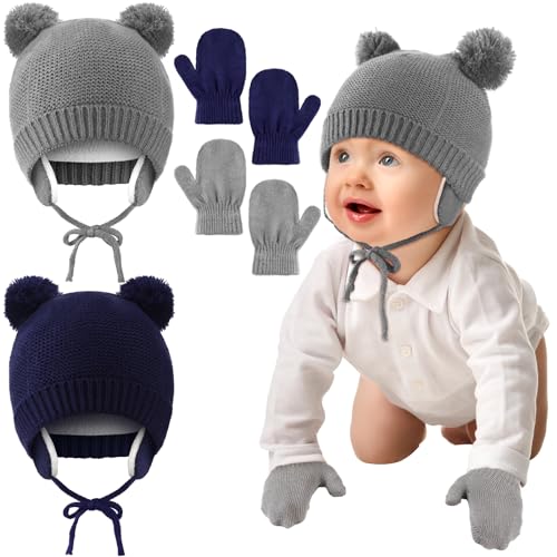 Unisex Winter Baby Toddler Hat Glove Set Warm Fleece Knitted Beanie Cap Newborn Beanie Mitten 1 4 Years 0 belly baby and beyond